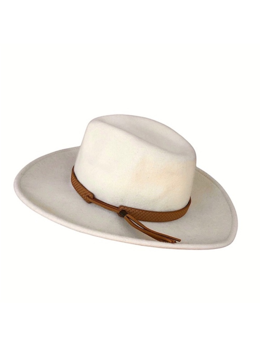 Altar’d State 💯 % Wool Ivory Bone Color Wide Brim Tásela Detail Fedora Hat